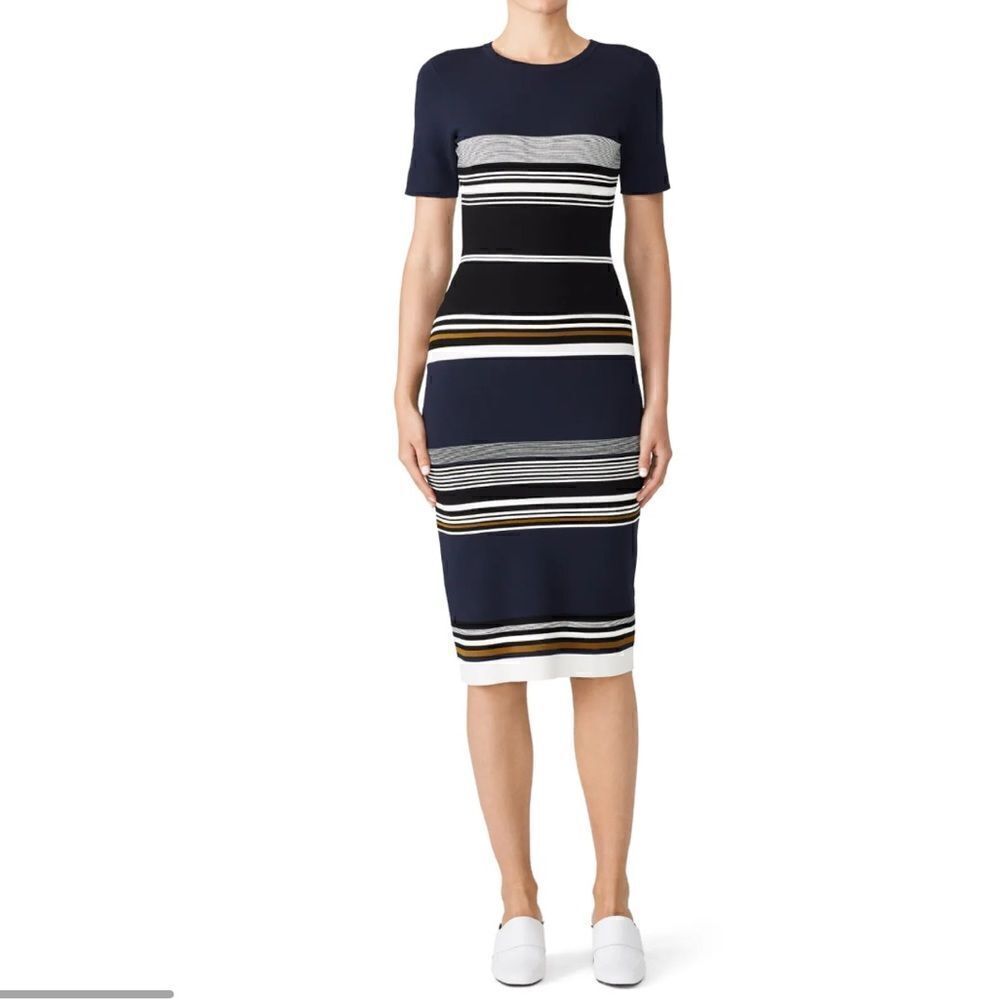 Diane von Furstenberg Navy Striped midi Dress size XS
